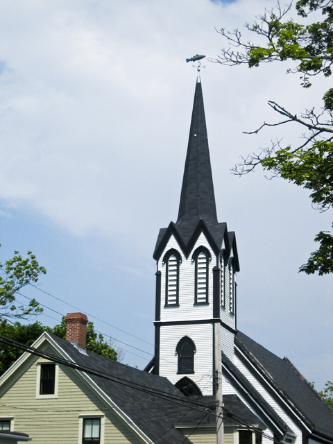 Fish weathervane on church, Lunenburg, NS