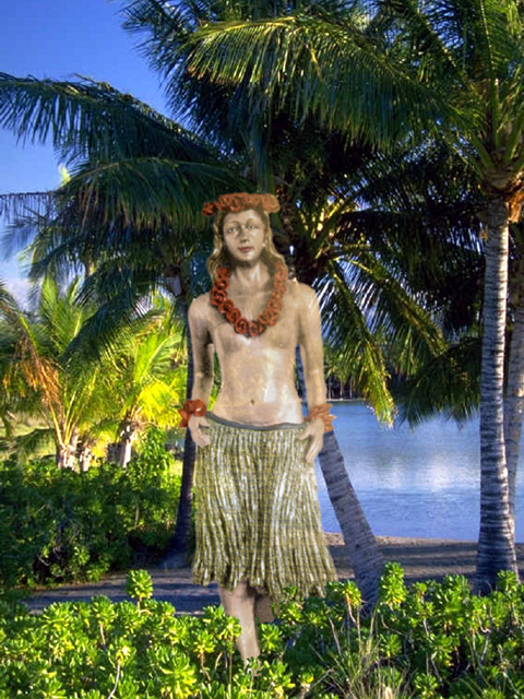 Colorized hula dancer
