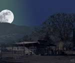 Moonlit barn